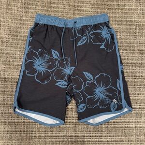 Stylish Men's Swim Trunks with Blue Floral Design
